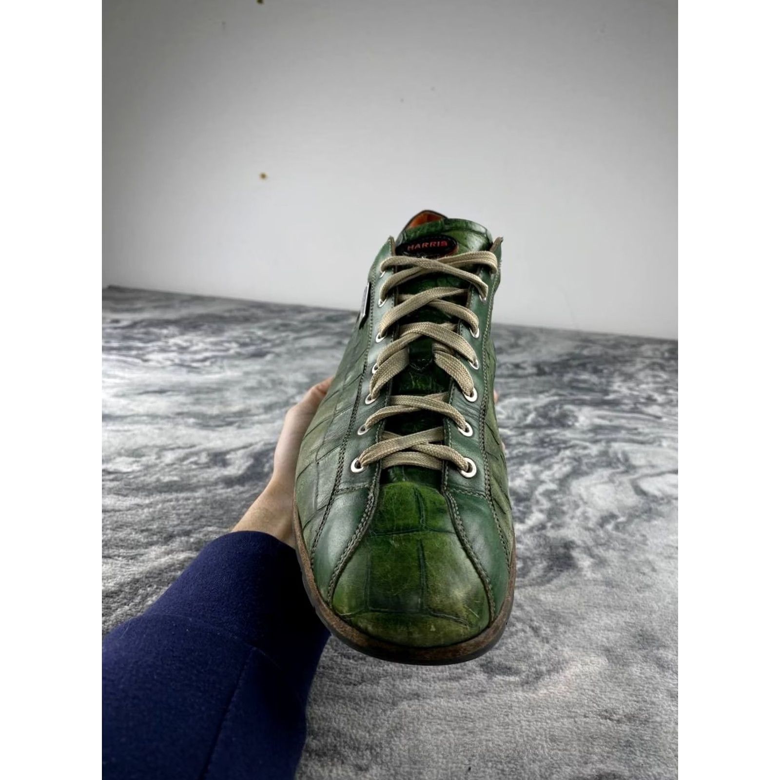 Vintage Harris Leather Trainers Men Size 11 Green Leather Sneaker Shoes Size US 11 / EU 44 - 5 Thumbnail