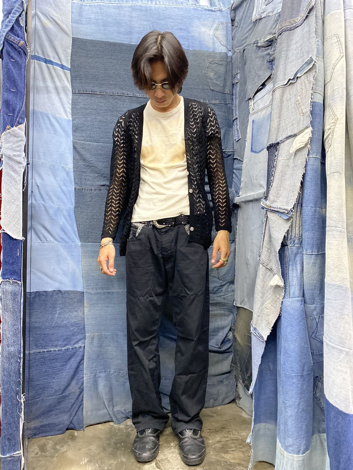 Beauty Beast × Le Grande Bleu (L.G.B.) Y2K 2000s nagasakiya japan open knit fishnet cardigan Size S / US 4 / IT 40 - 4 Thumbnail