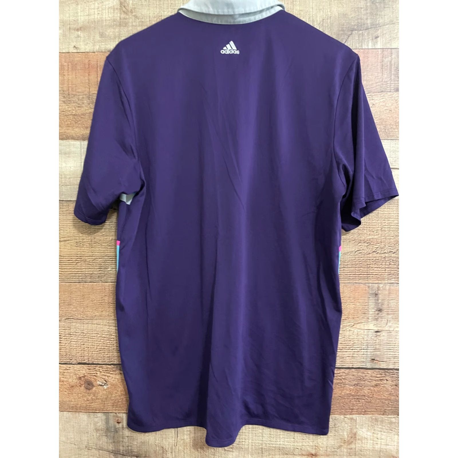 Adidas Adidas AdiZero Mens Large Golf Polo Striped Shirt Purple and Blue Size US L / EU 52-54 / 3 - 2 Thumbnail