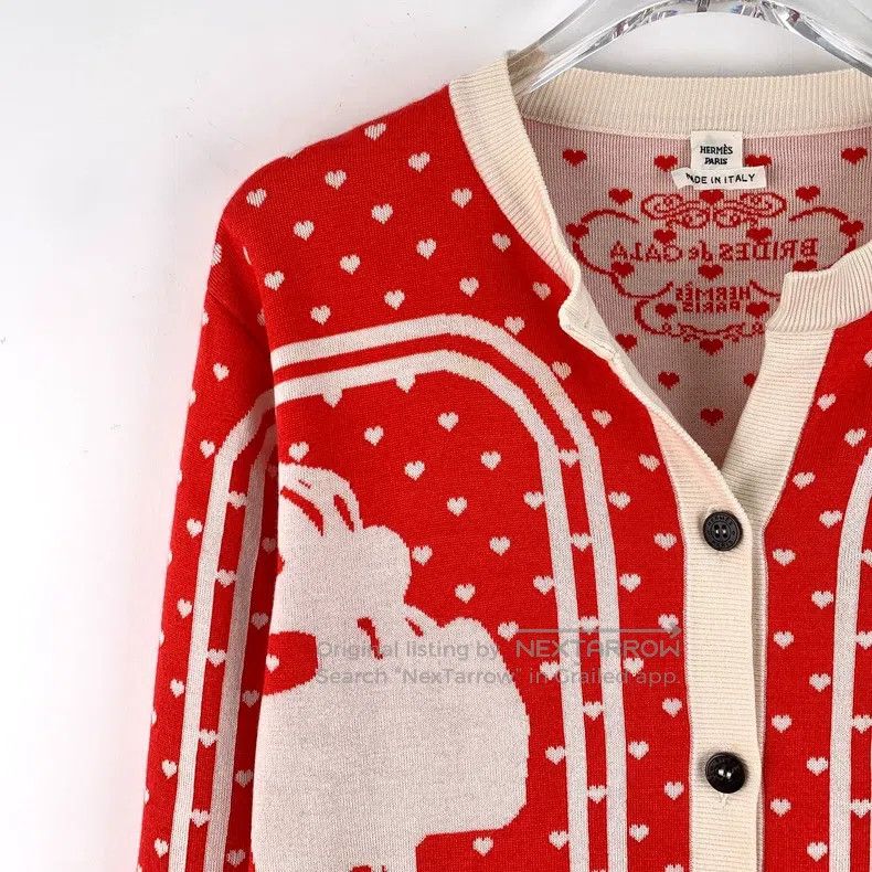 Hermes Hermes Red Cashmere Heart Shape Collar Single-breasted Lon Size XXS / US 00 / IT 34 - 3 Thumbnail