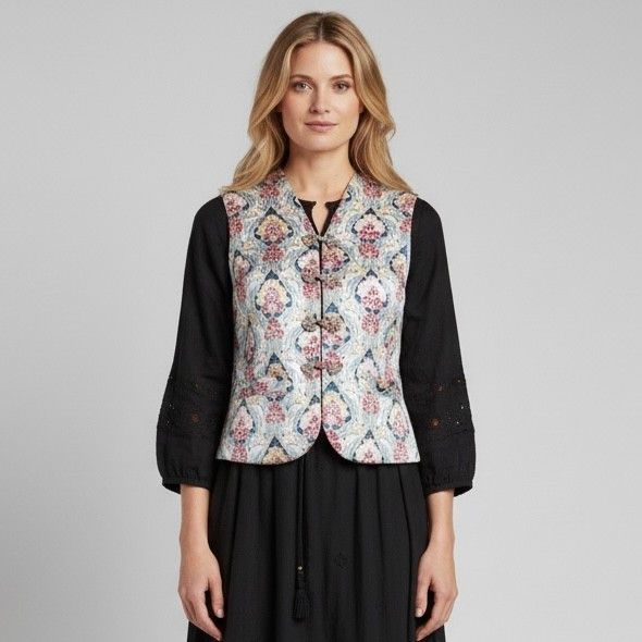 Vintage Vintage Chinese Floral Quilted Silk Vest - Reversible! Size S / US 4 / IT 40 - 1 Thumbnail