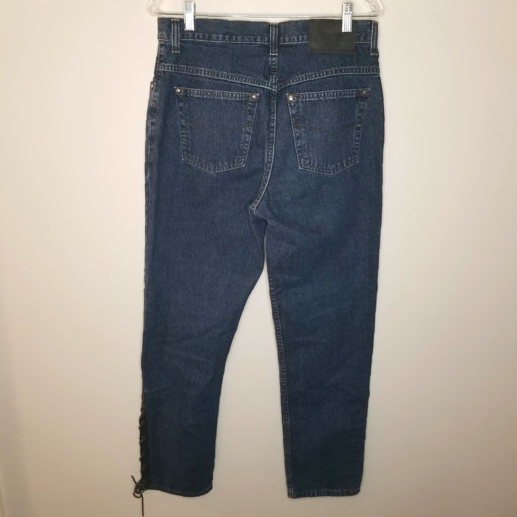 Harley Davidson VINTAGE Harley-Davidson Jeans Women Straight Lace-Up Blue 32x30 Adult Women blue jeans? Size 32" / US 10 / IT 46 - 5 Thumbnail