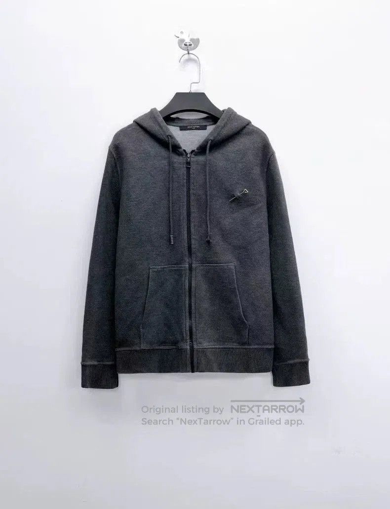 Louis Vuitton Grey Logo Zip Hoodie.