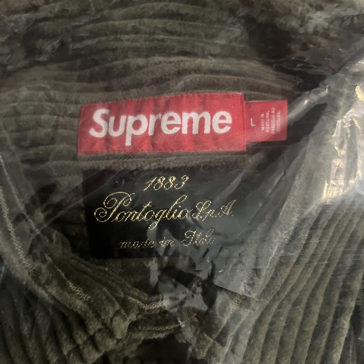 Supreme Wide Wale Corduroy Snap Shirt Olive Size: Large