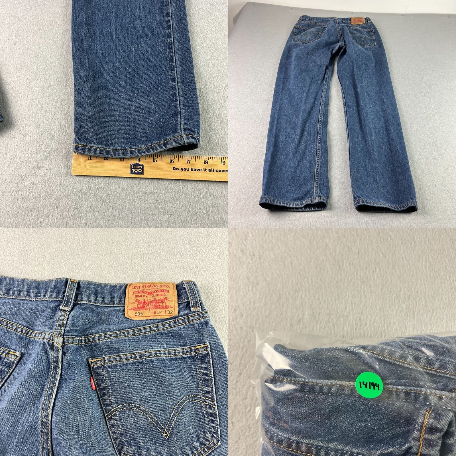 Levi's VINTAGE Levi's Jeans Mens 34x32 32x31 Blue 505 Straight Leg Medium Wash Y2K Denim Regular Size US 34 / EU 50 - 8 Thumbnail