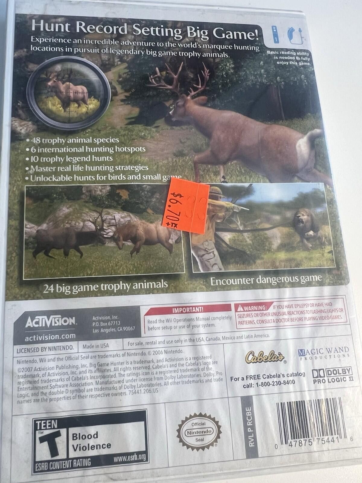 Other Cabelas Big Game Hunter Nintendo Wii Complete in Box Size ONE SIZE - 7 Thumbnail