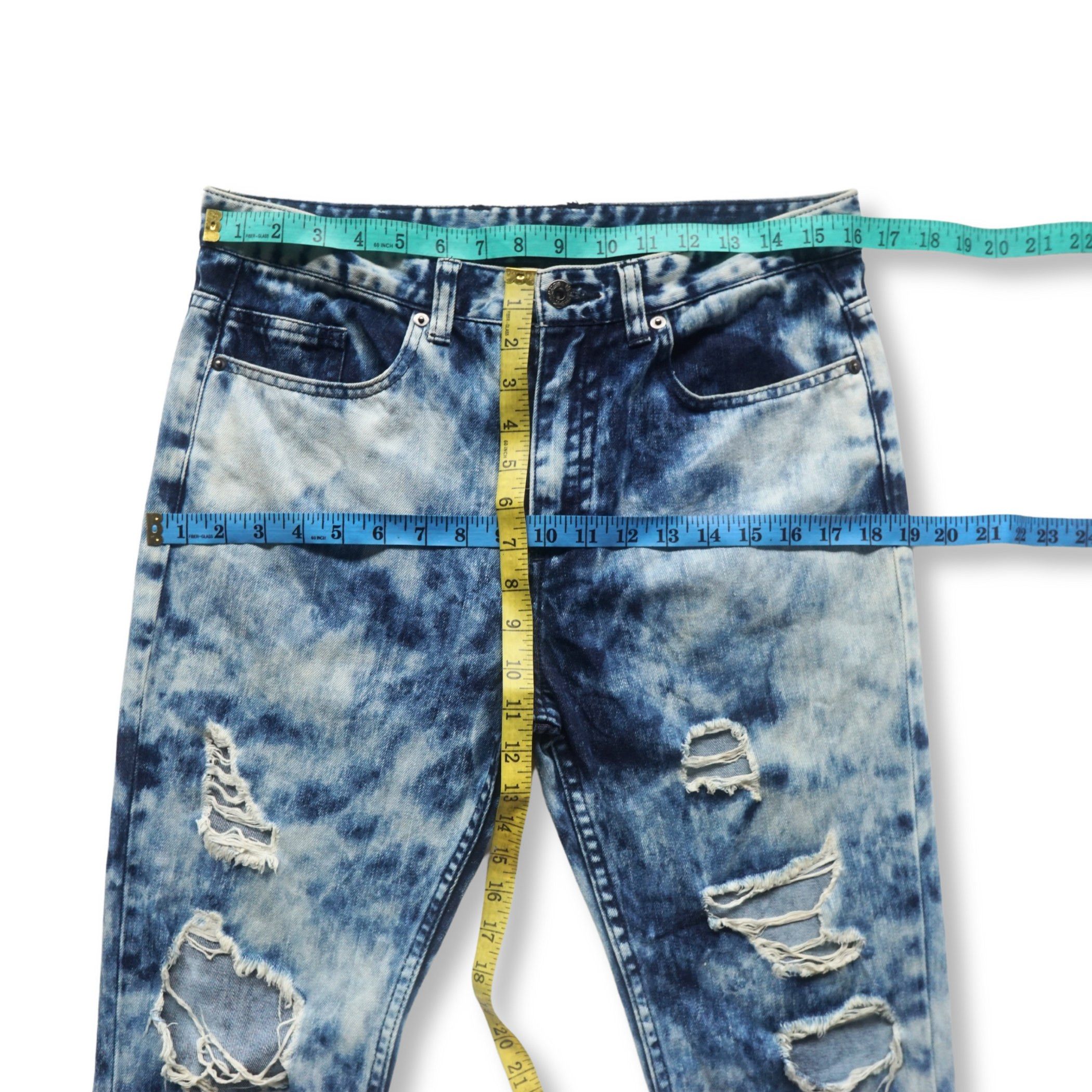 Japanese Brand RINGS Acid Wash Distressed Ripped Jeans Size US 32 / EU 48 - 11 Thumbnail