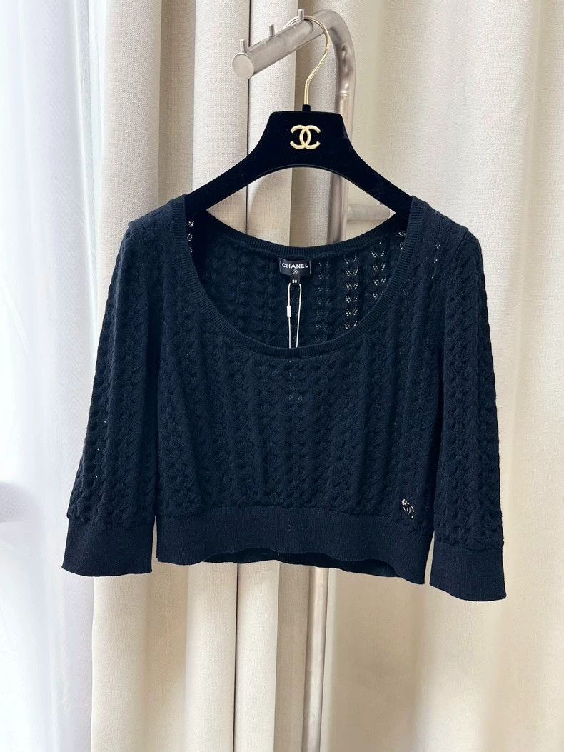 Chanel Chanel Black Knit Long Sleeve Top - dmc Size US M / EU 48-50 / 2 - 1 Thumbnail