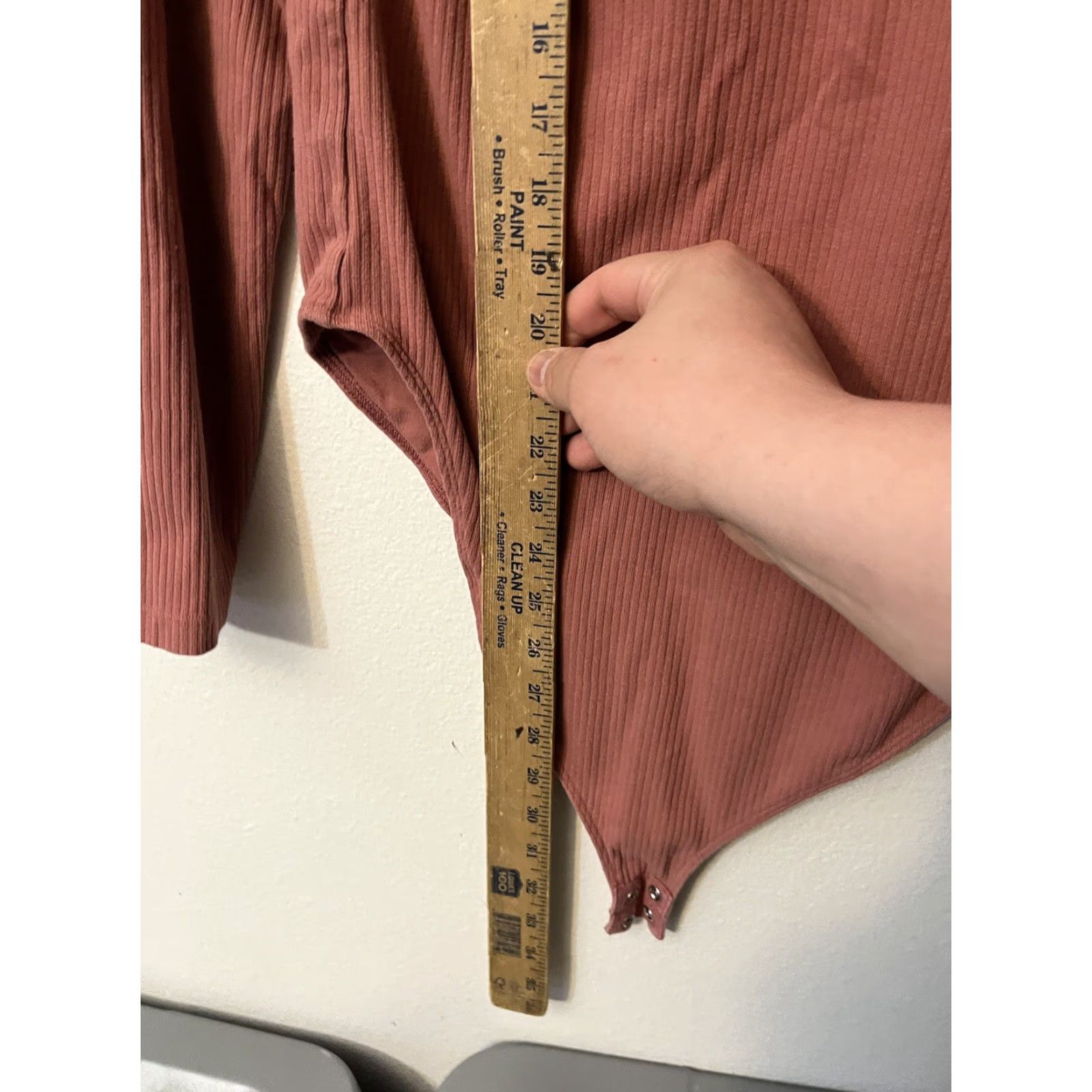 Old Navy Old Navy Bodysuit Long-Sleeve Square-Neck Pink Salmon Size Large Regular Women's Solid Knit Cotton Spandex Elastane Size L / US 10 / IT 46 - 4 Thumbnail