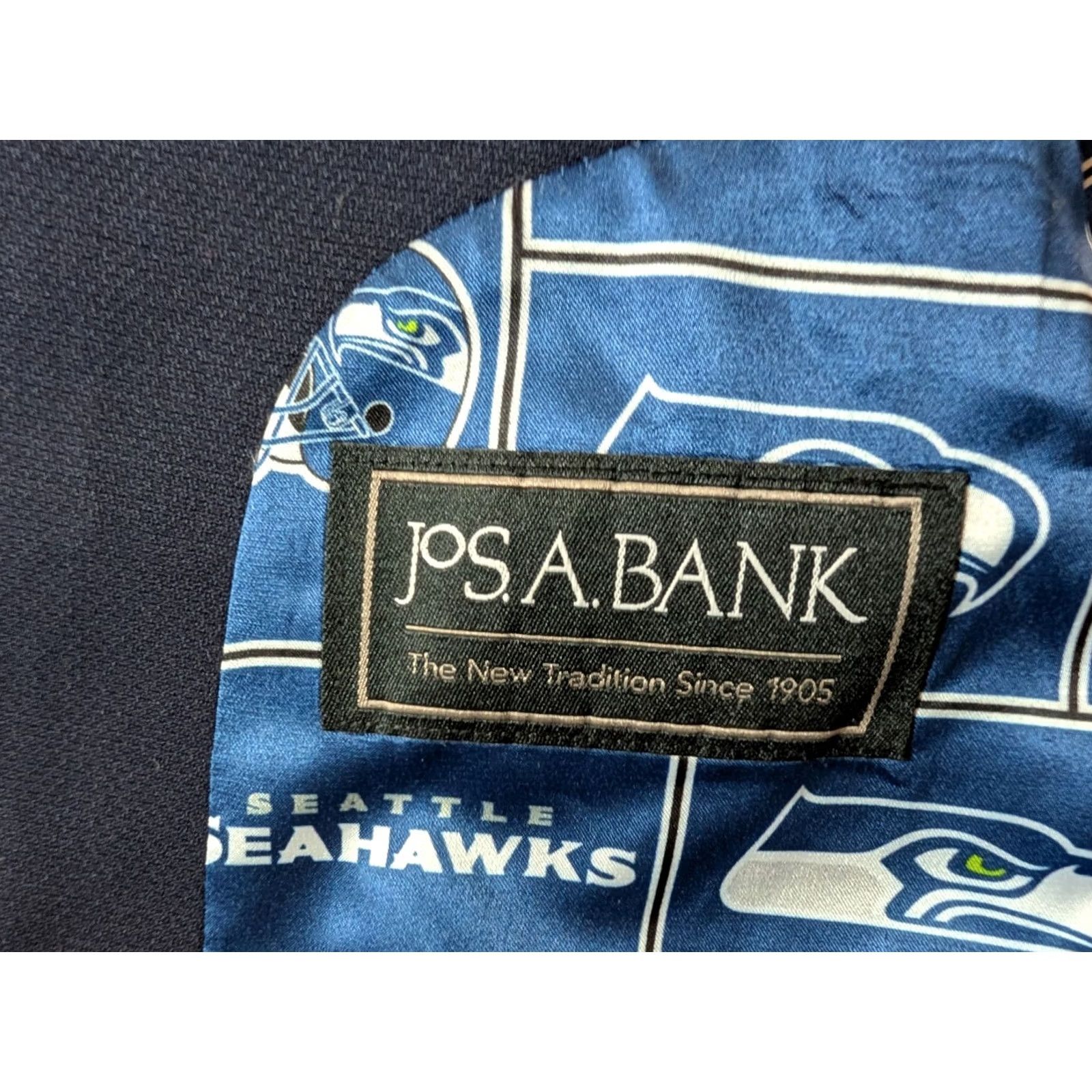 Jos. A. Bank Jos. A. Bank Blazer Jacket Sport Coat NFL Seattle Seahawks Navy Blue Men's 46R Blazer Men 46R Navy Blue Seattle Seahawks - Vintage: No Size 46R - 6 Thumbnail