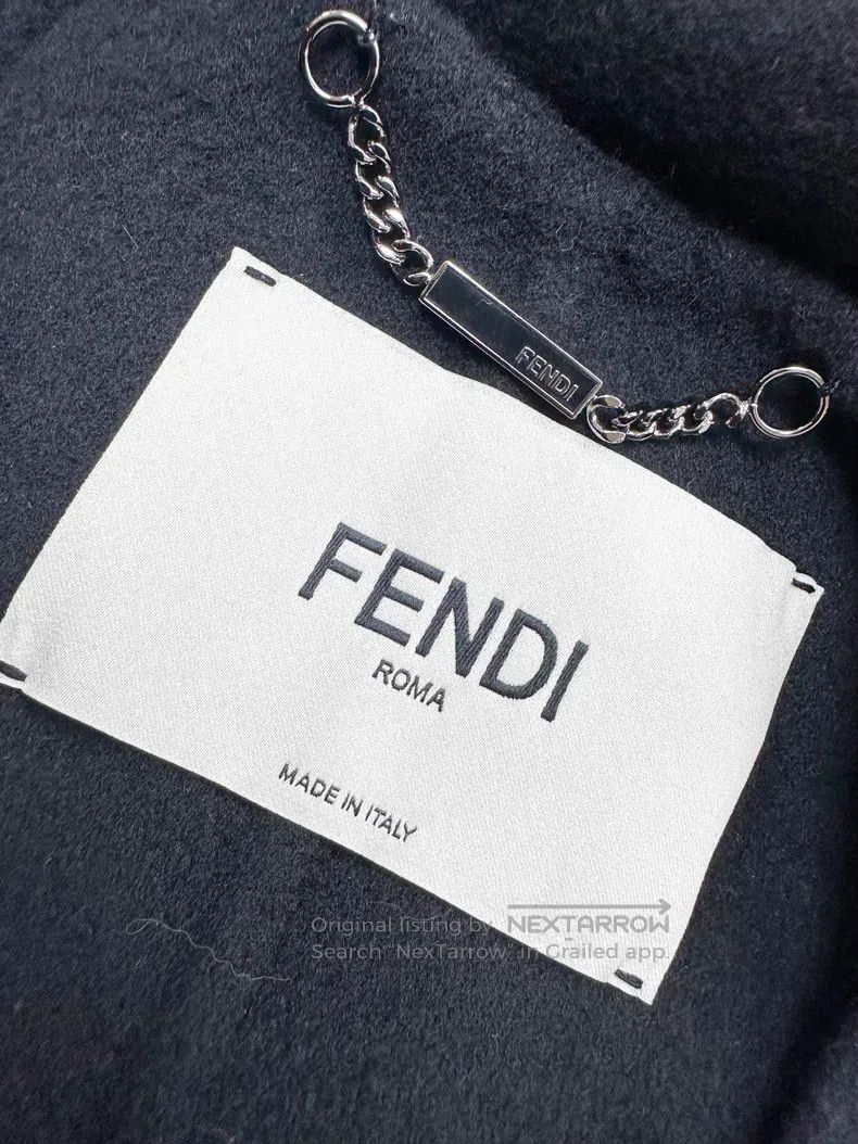 Fendi Fendi Black and White Mixed Fur Pocket Black Cloak Wool Co Size XS / US 0-2 / IT 36-38 - 5 Thumbnail