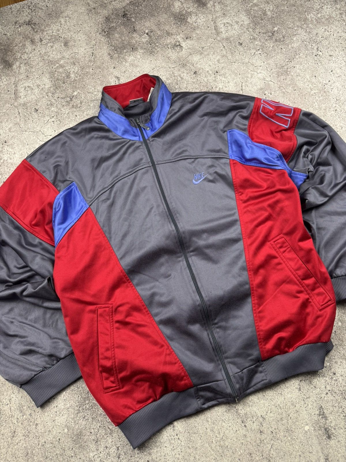 Nike × Vintage RARE Vintage 80s Nike Spellout baggy Jacket Bomber Japan Size US XL / EU 56 / 4 - 2 Thumbnail