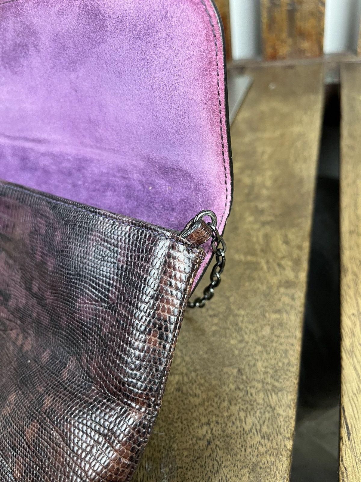 Miu Miu Miu Miu S/S1999 Lizard-Skin Embossed Chain Shoulder Bag Size ONE SIZE - 10 Thumbnail