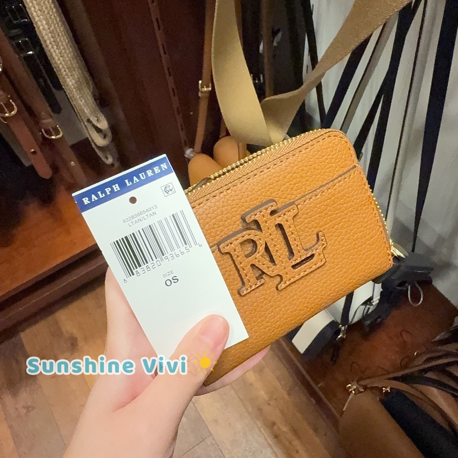 Ralph Lauren NWT RALPH LAUREN Logo Pebbled Leather Zip Wallet Lauren Tan Size ONE SIZE - 4 Thumbnail
