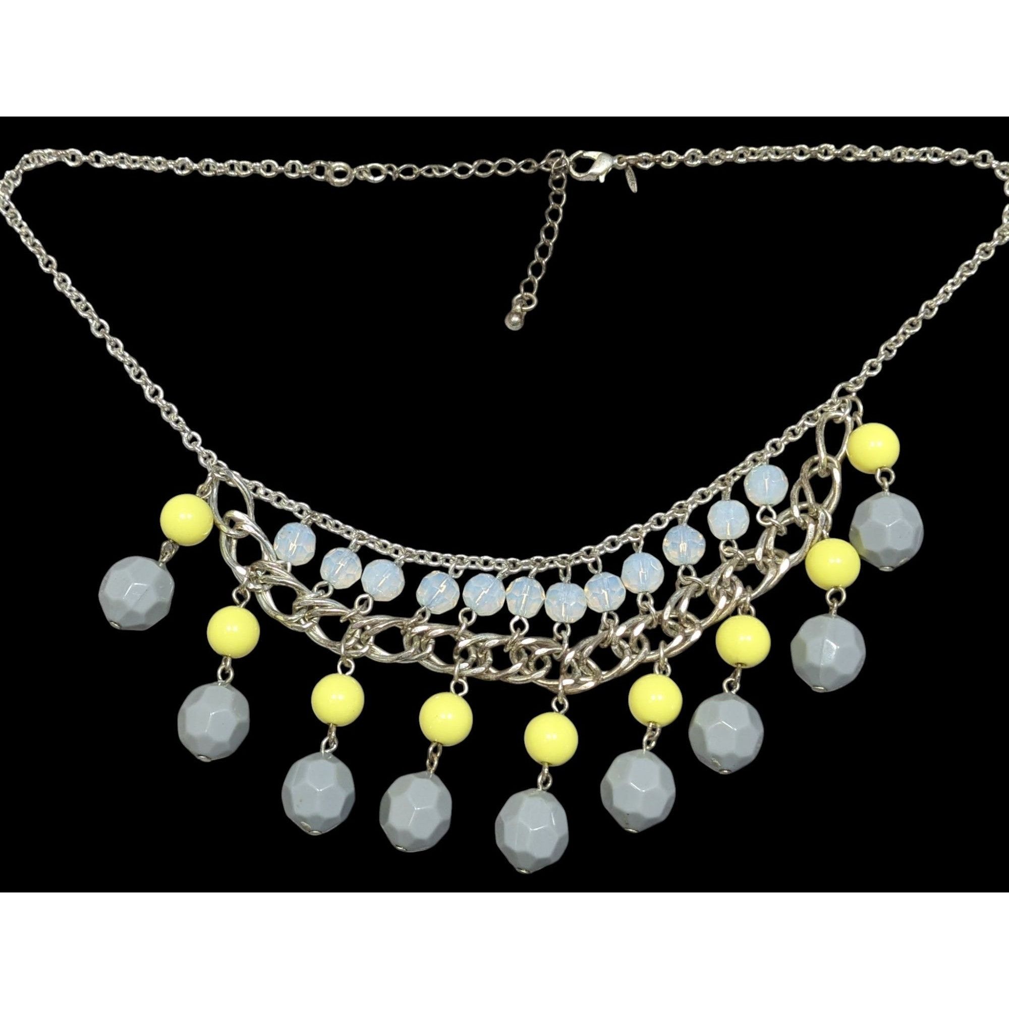 Other Avon Grey And Yellow Beaded Fringe Bib Necklace Size ONE SIZE - 1 Thumbnail