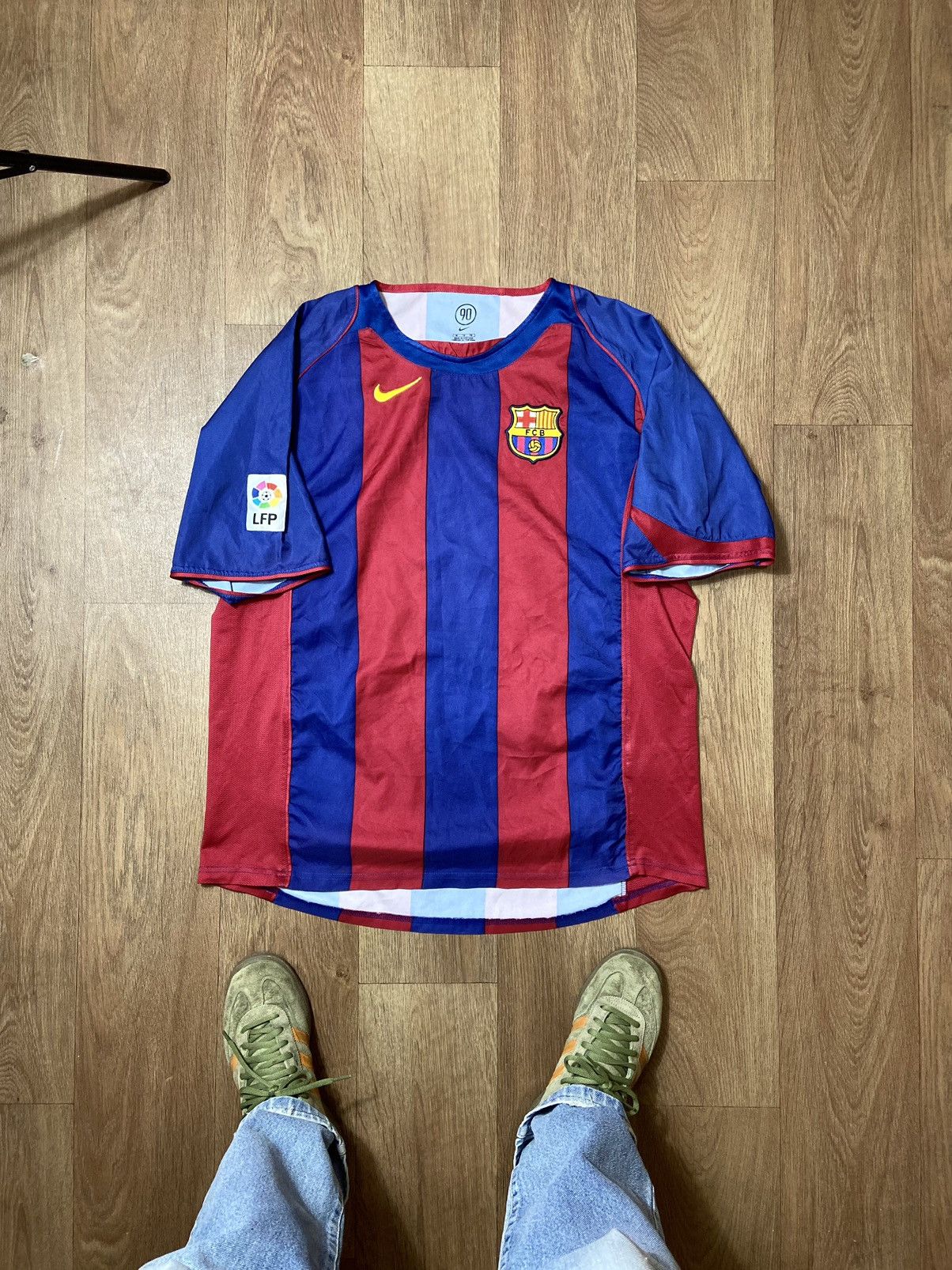 BARCELONA VINTAGE SOCCER FOOTBALL JERSEY BLOCK CORE T-SHIRT