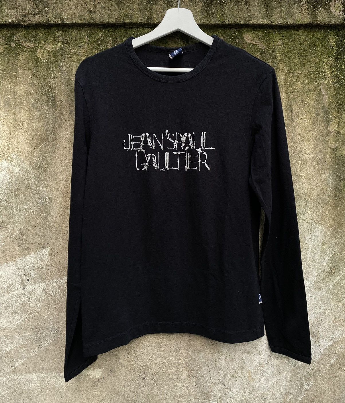 T-shirt Manches Longues Vintage Jean Paul Gaultier - Logo - Taille S - Noir Et Gris - Occasion Très Bon état