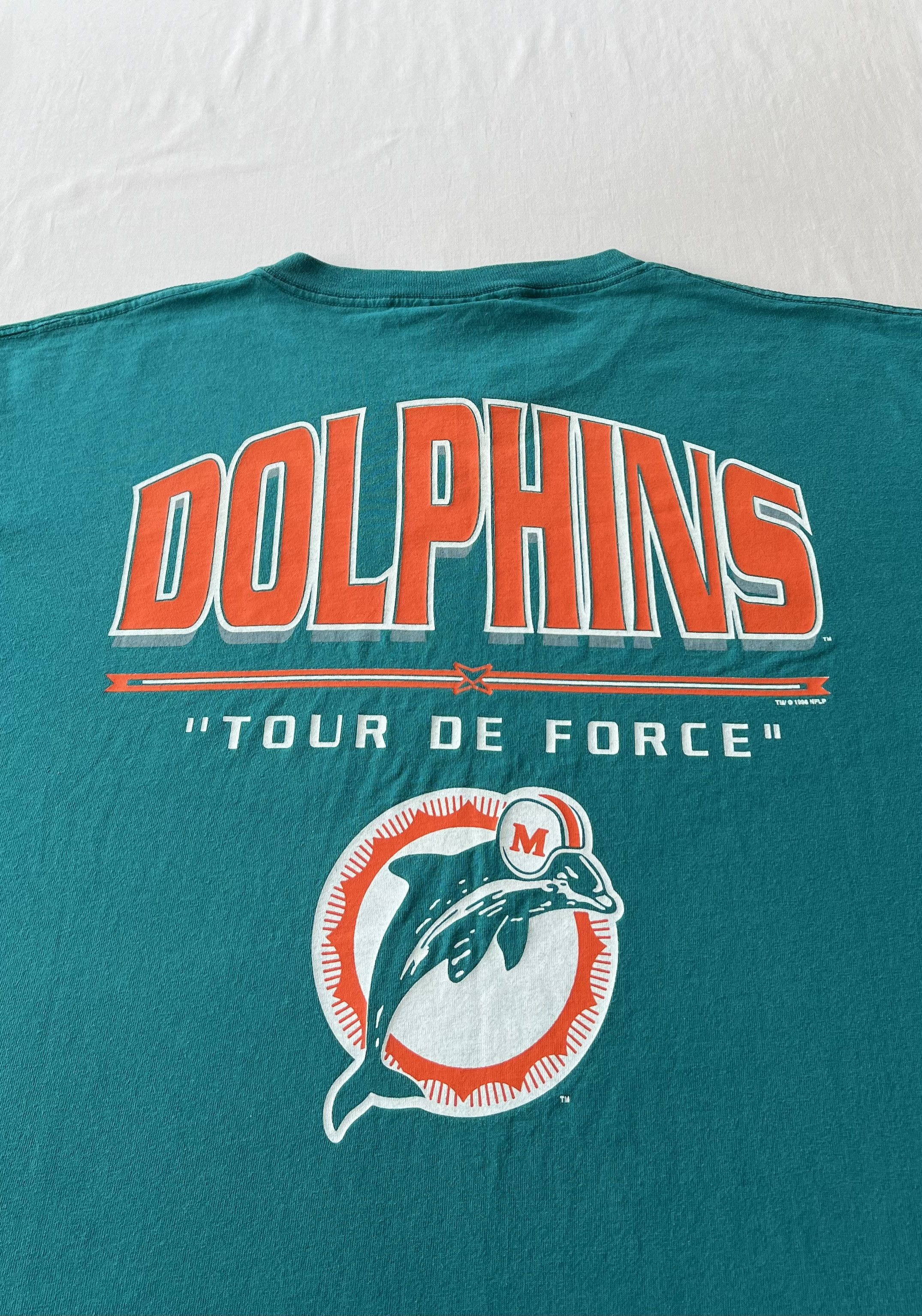 NFL Vintage 1999 Miami Dolphins Tour De Force NFL Reebok T-shirt Size US XL / EU 56 / 4 - 16 Thumbnail