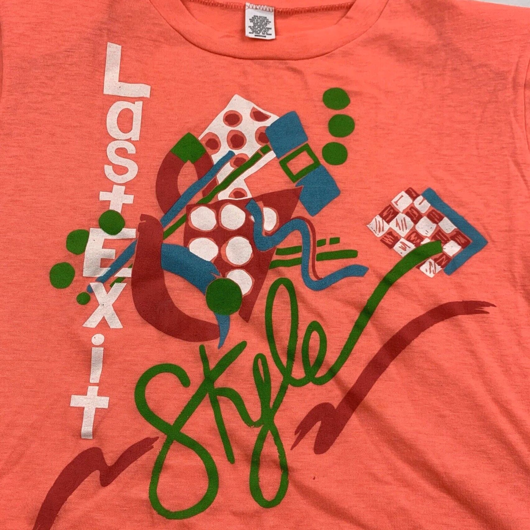 Vintage VINTAGE Last Exit Style Cropped Shirt Womens M Pink T-Shirt 1980s Graphic 80s 90s American Womens Cropped Shirt Size M / US 6-8 / IT 42-44 - 2 Thumbnail