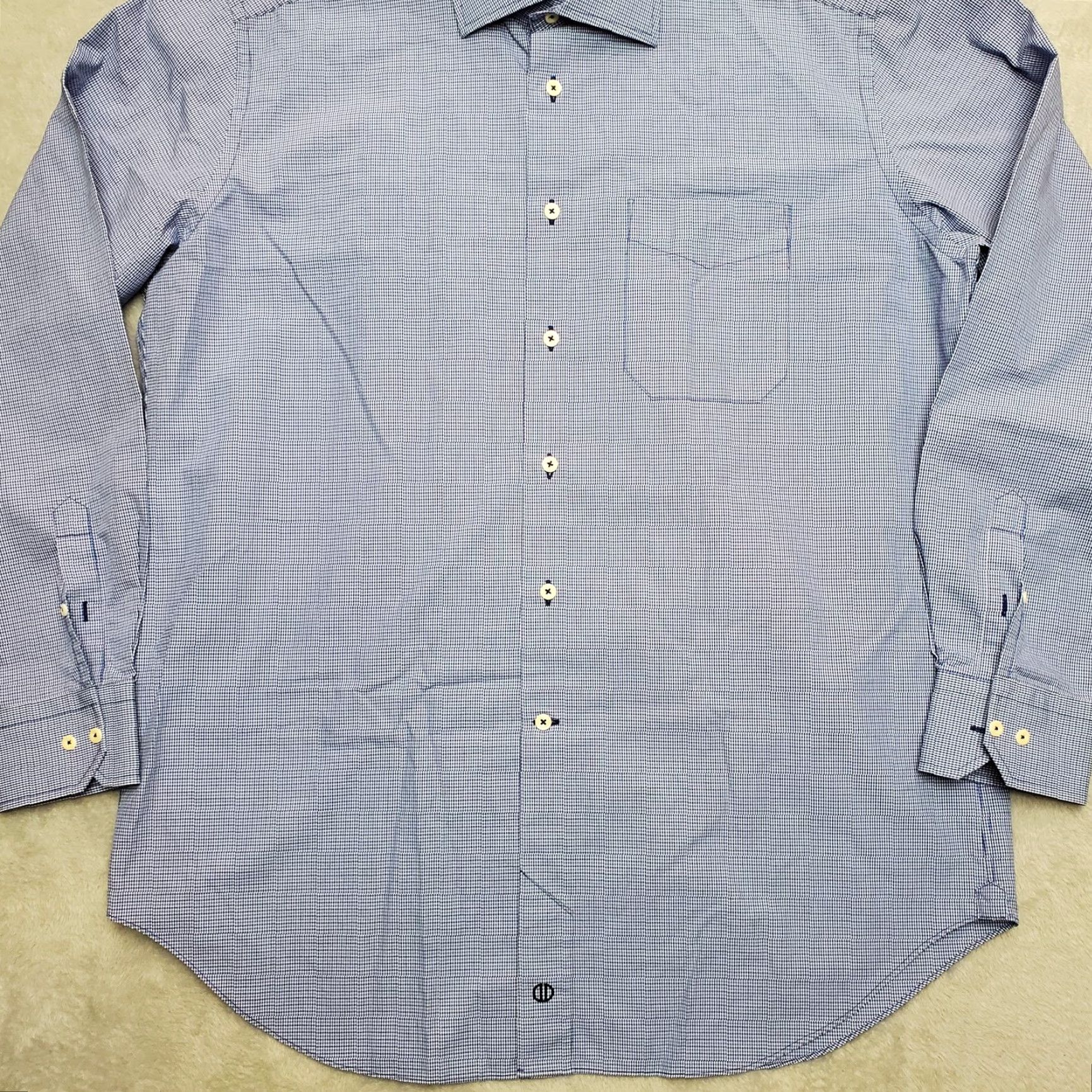 David Donahue David Donahue Shirt Mens XL Blue Micro Plaid Long Sleeve Dress Casual Size US XL / EU 56 / 4 - 3 Thumbnail