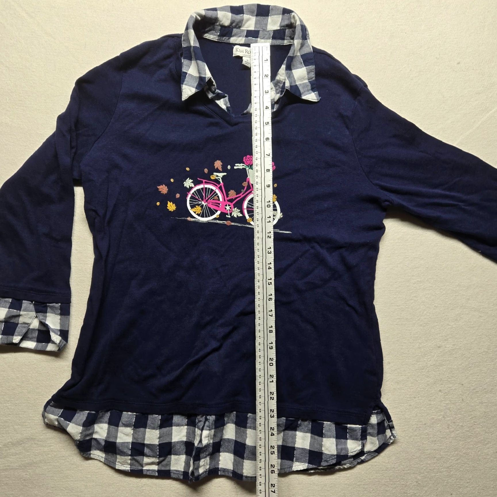 Vintage Kim Rogers Long Sleeve T-Shirt Women's L Blue Solid Casual Classic Size L / US 10 / IT 46 - 6 Thumbnail
