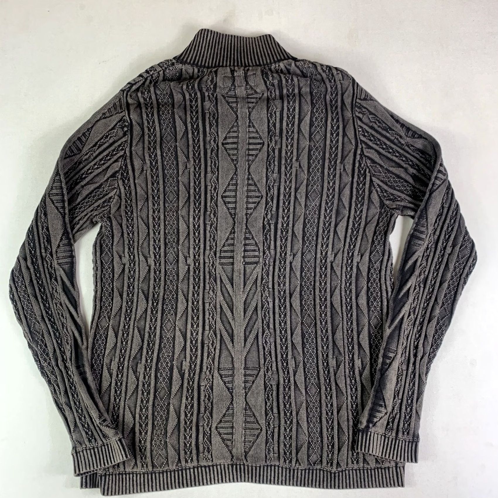 Carbon2Cobalt Carbon 2 Cobalt Mens XL Gray Cable Knit Sweater Full Zip Fisherman Jumper Knit Sweatshirt Jersey (avoid extra terms) Size US XL / EU 56 / 4 - 8 Thumbnail
