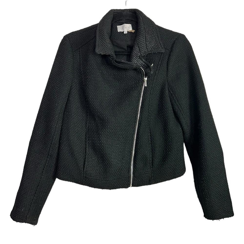 Designer 1. State l Tweed Black Moto Jacket Medium Size M / US 6-8 / IT 42-44 - 2 Thumbnail