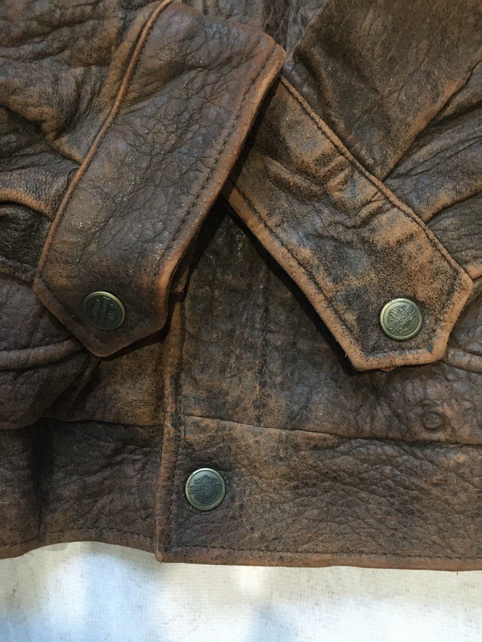 Harley Davidson Vintage 90s Harley-Davidson Heavy Leather Jacket Size US M / EU 48-50 / 2 - 7 Thumbnail