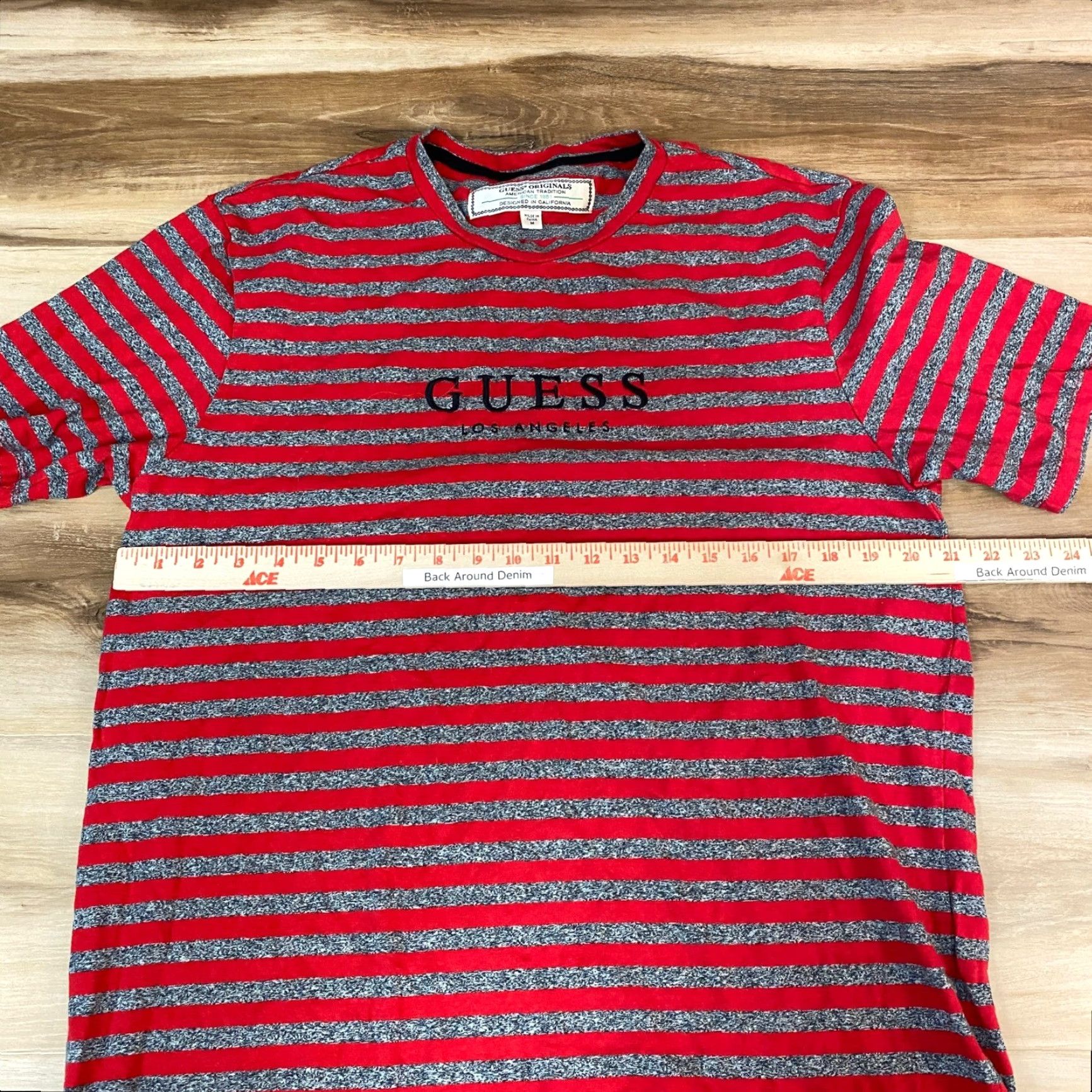 Guess GUESS Originals Red Gray Striped Crew Neck T Shirt Men's Medium Shirt Mens Crew Neck Striped Logo Size US M / EU 48-50 / 2 - 7 Thumbnail