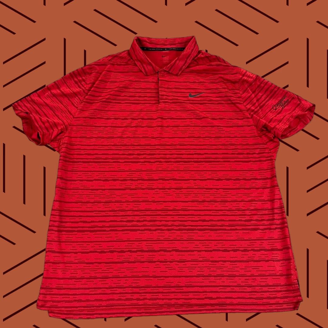 Nike Nike Tiger Woods Polo Mens XL Red Snap Collar Queenstown Harbor Dri-Fit ADV TW Size US XL / EU 56 / 4 - 1 Thumbnail