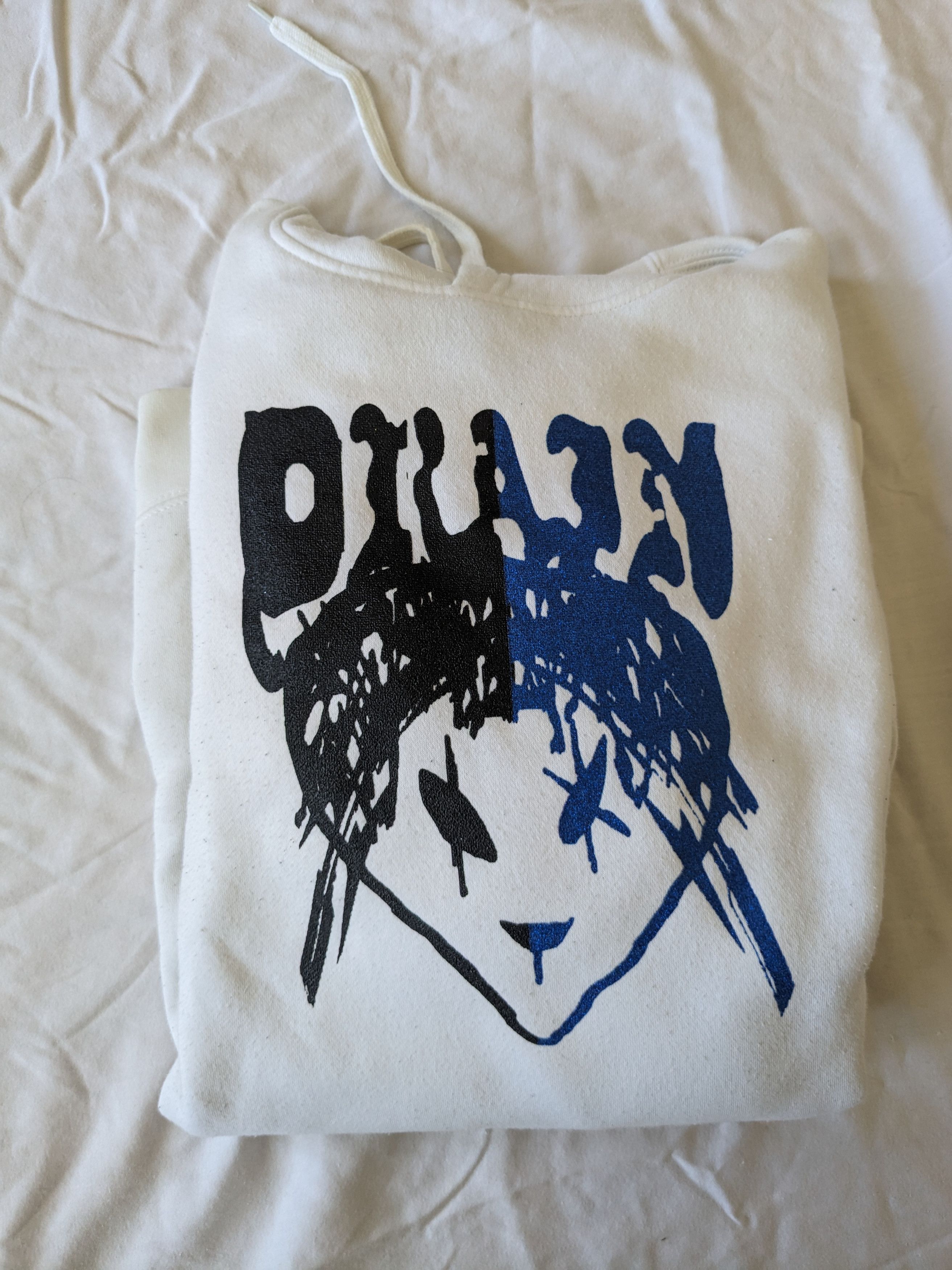 image of Bladee Drain Gang Glitter Alien Hoodie Size XL in White, Men's