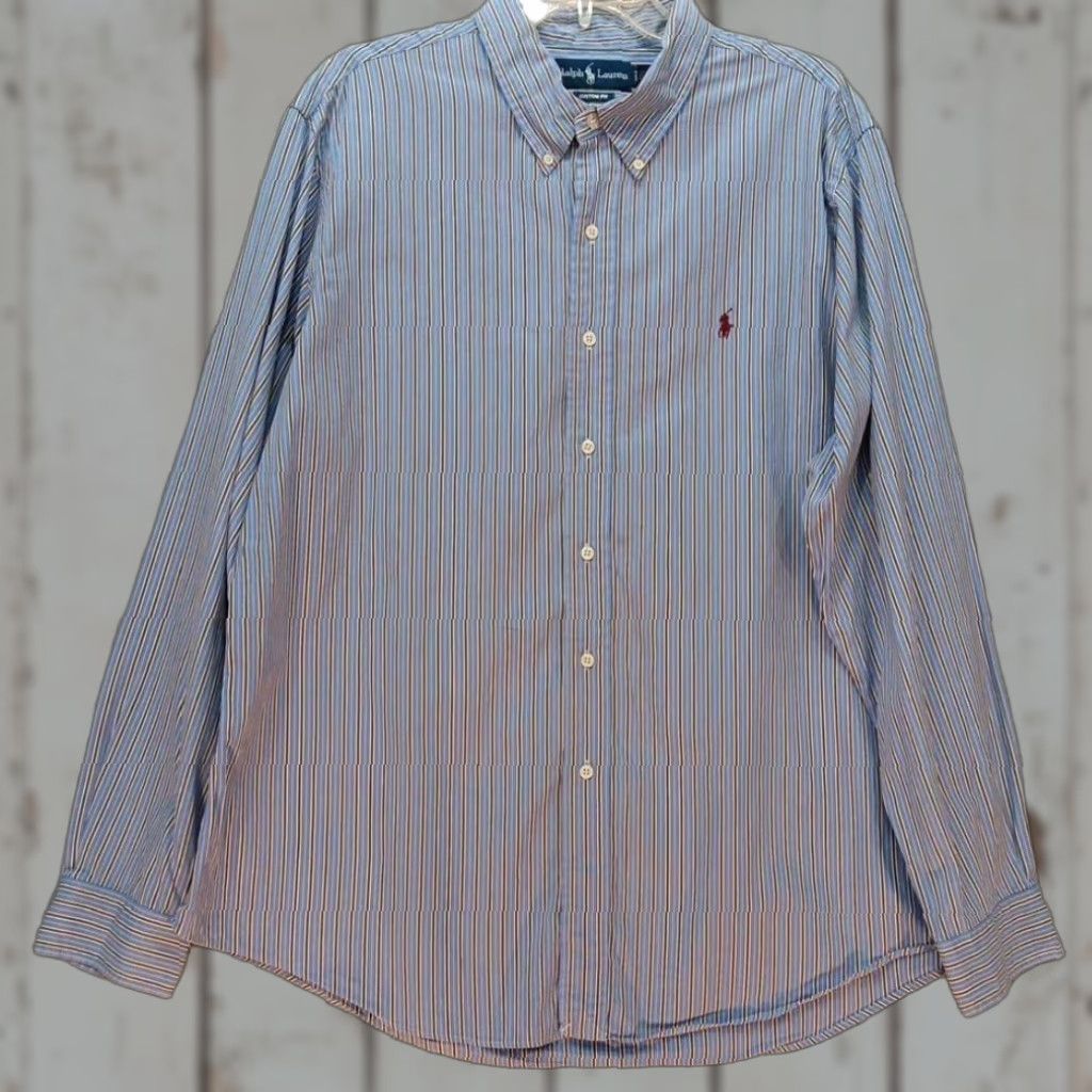 Ralph Lauren Ralph Lauren Custom Fit Shirt Mens 2XL Multicolor Striped Long Sleeve Button-Down Collar Casual Travel Modern Preppy embroidery Pony Size US XXL / EU 58 / 5 - 1 Thumbnail