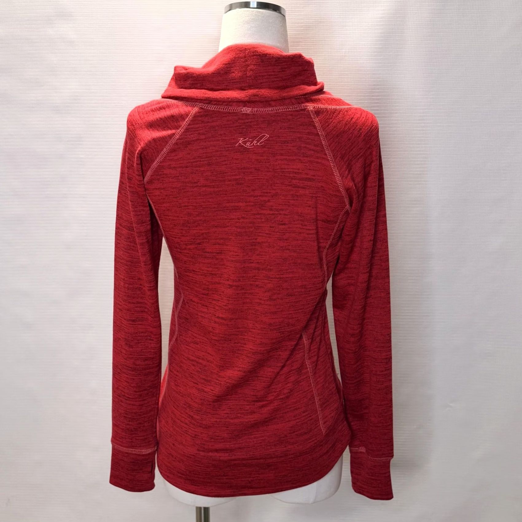 Vintage Kuhl Pullover Sweatshirt Womens Small Red Cowl Neck Thumbholes Pocket Hiking Size S / US 4 / IT 40 - 3 Thumbnail