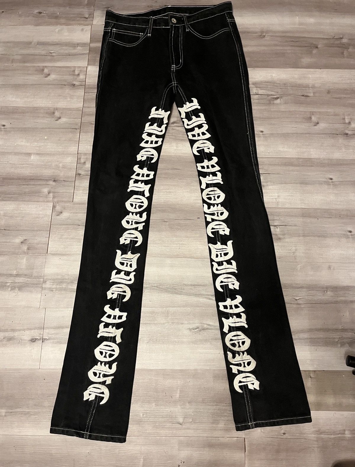 Image of Vlone Old English Denim in Black, Men's (Size 30)