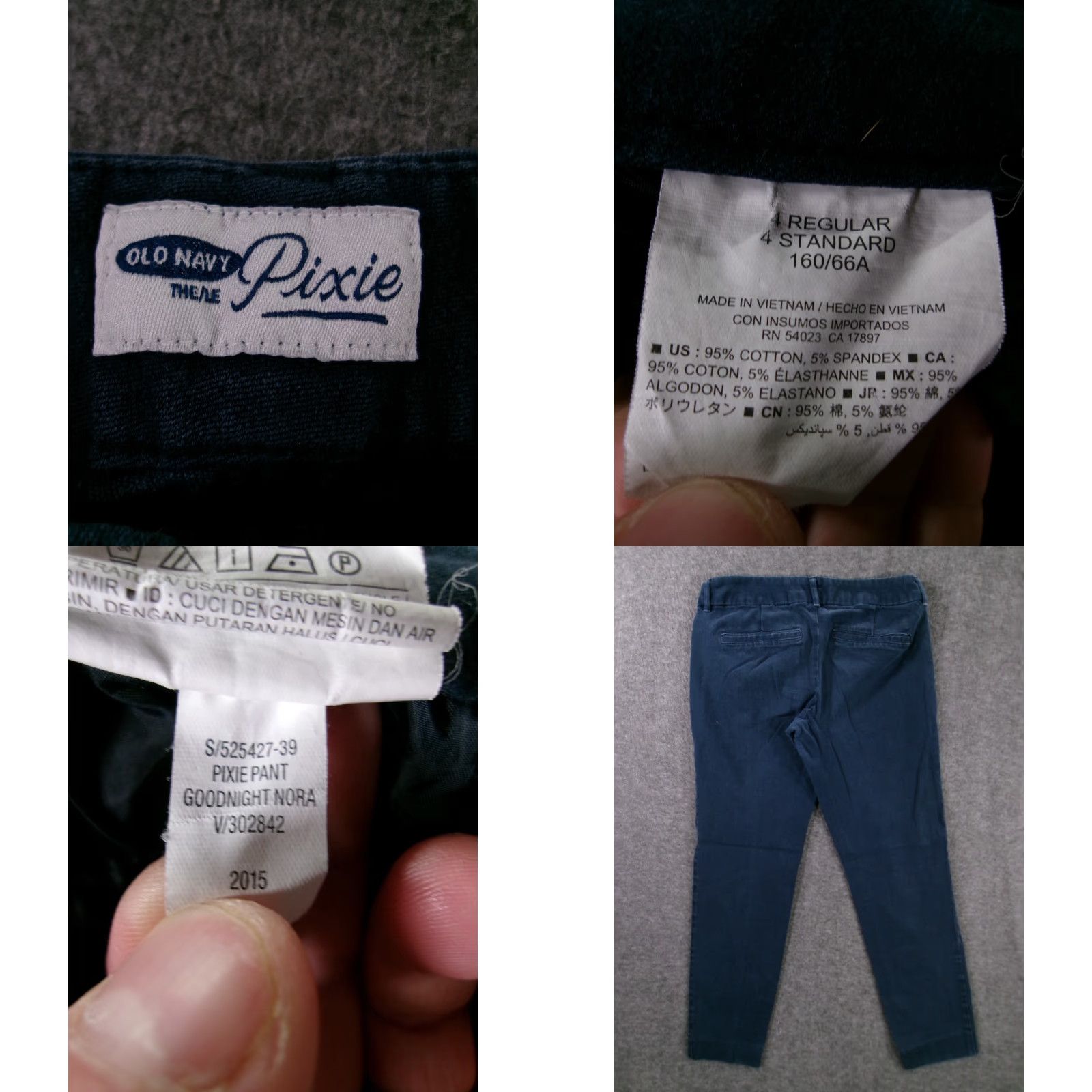 Old Navy VINTAGE Old Navy Pixie Capri Pants Women 4 Navy Blue Flat Front Stretch Regular Inseam 25" Tapered Slim/Capri Womens Size 27" / US 4 / IT 40 - 8 Thumbnail