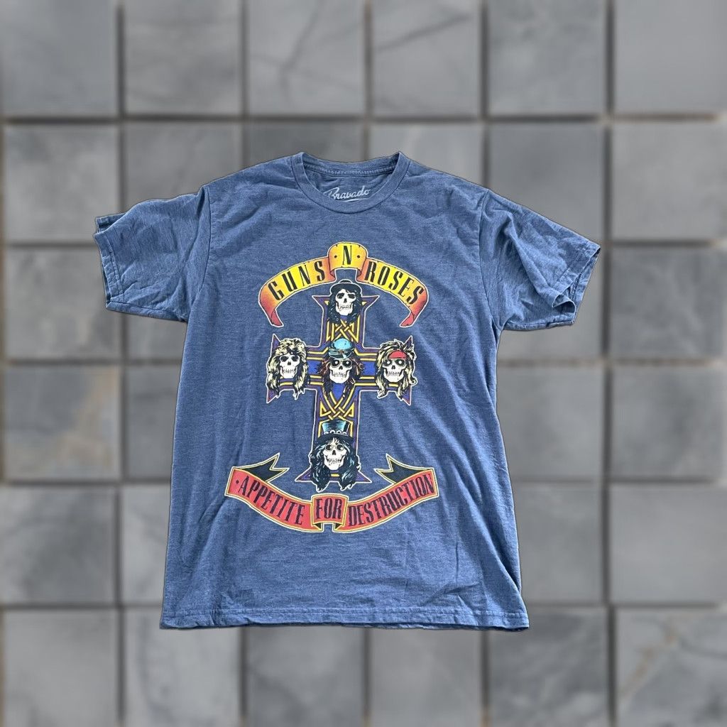 Bravado Guns N Roses T-Shirt Blue Medium Men Regular M 19x27 Bravado Rock Music Shirt Size US M / EU 48-50 / 2 - 1 Thumbnail