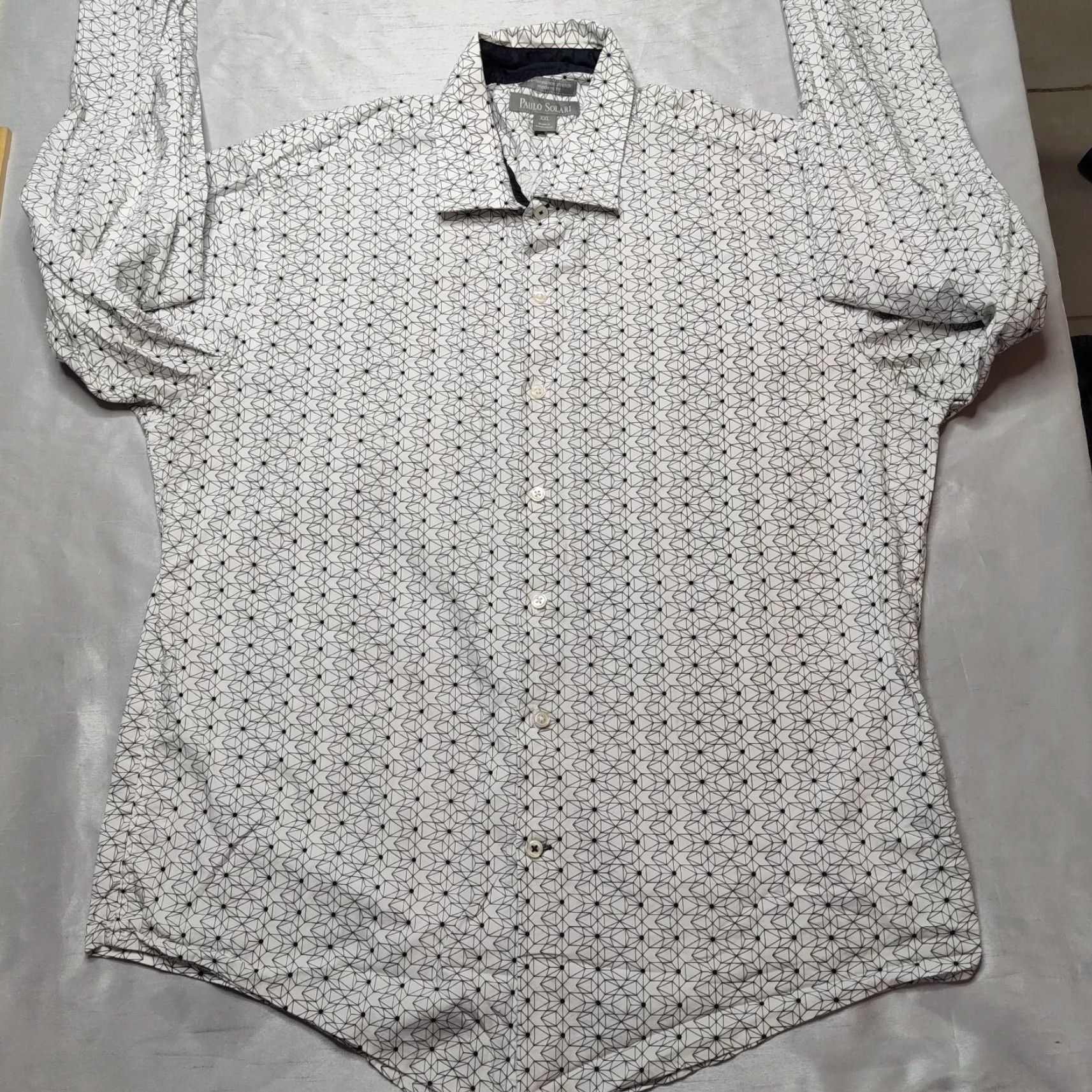 Vintage PAULO SOLARI Men 2XL Performance Stretch Modern Fit Geometric Print Shirt Size US XXL / EU 58 / 5 - 2 Thumbnail