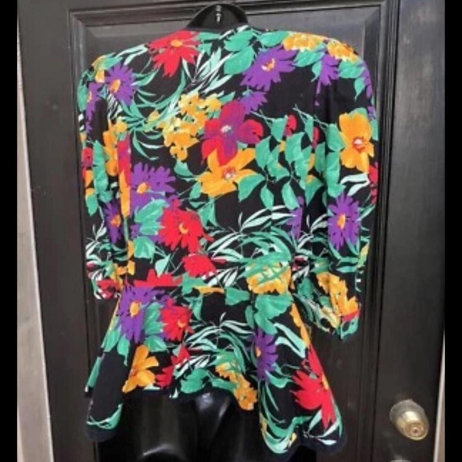 Other Lady Carol Women floral Blazer 2/4 Petites vintage Size XS / US 0-2 / IT 36-38 - 2 Thumbnail