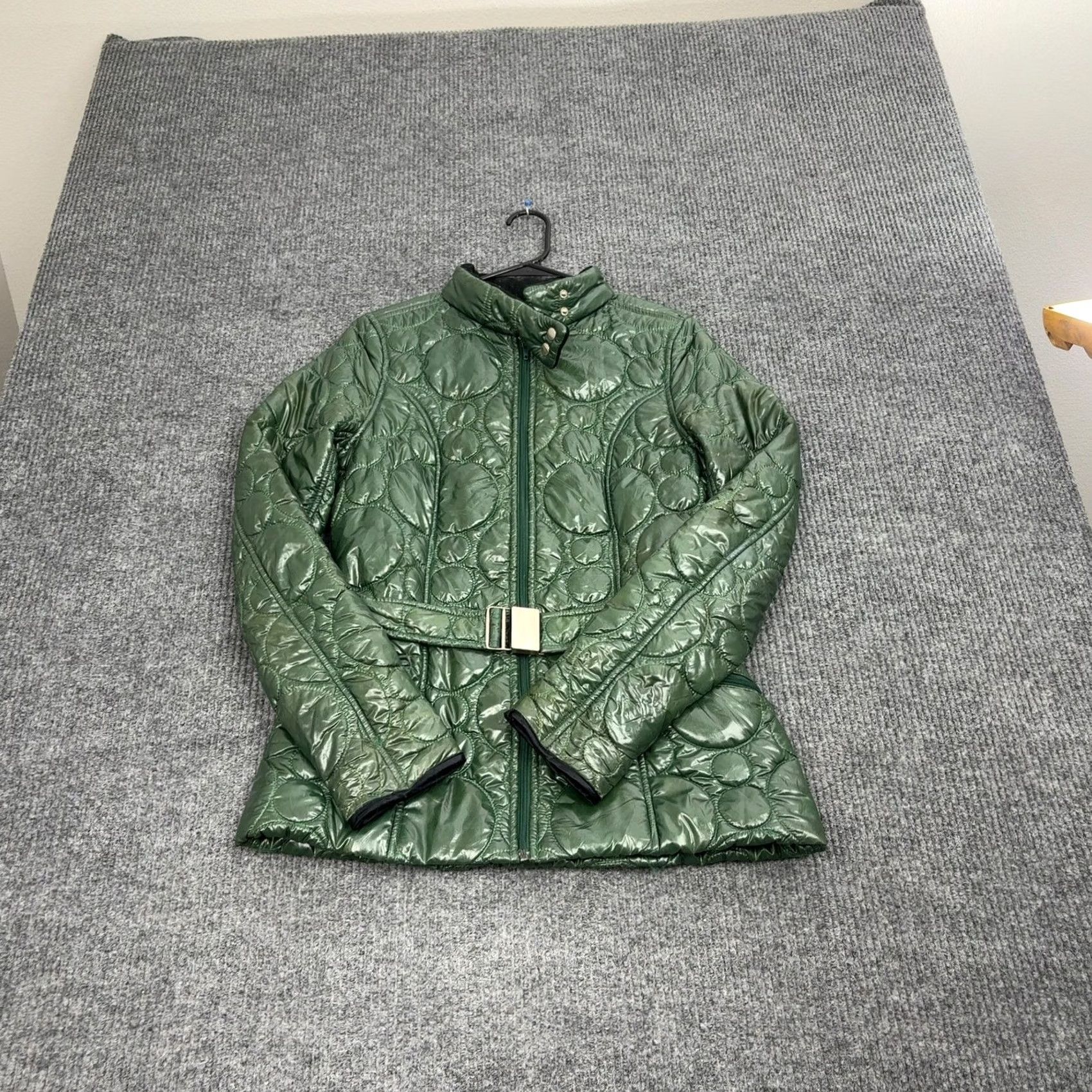 Vintage VINTAGE Quilted Puffer Jacket Womens M Green Glossy Belted Circle Quilt Style Size M / US 6-8 / IT 42-44 - 7 Thumbnail