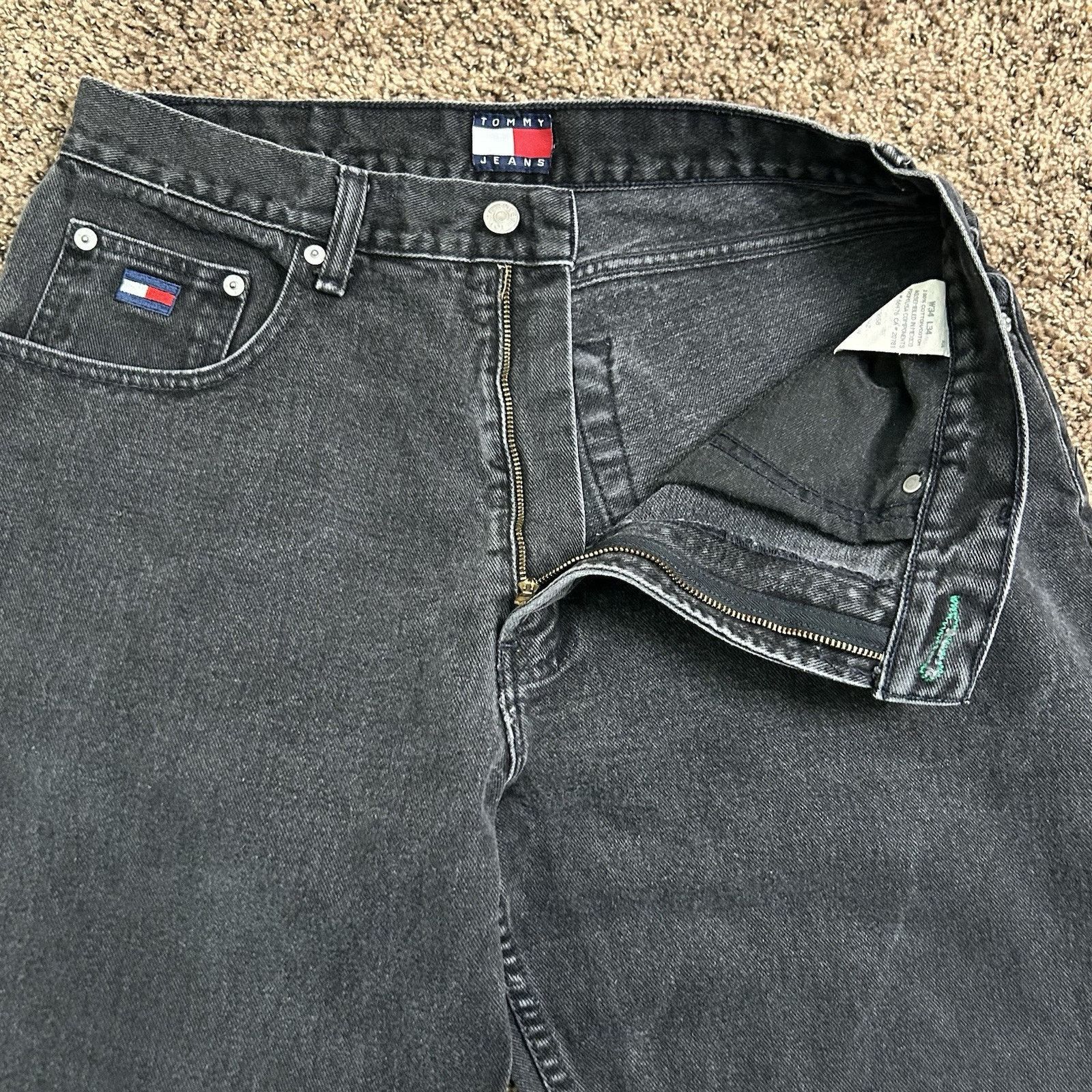 Tommy Hilfiger Vintage Tommy Hilfiger Freedom W34 L34 Black 100% Cotton 90s Size US 34 / EU 50 - 5 Thumbnail