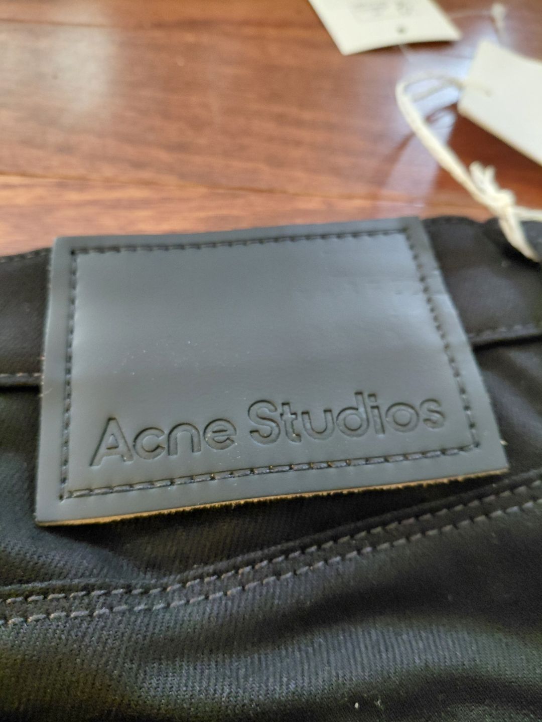 Acne Studios Max Stay Black Leather Patch Denim Jeams Size US 34 / EU 50 - 3 Thumbnail