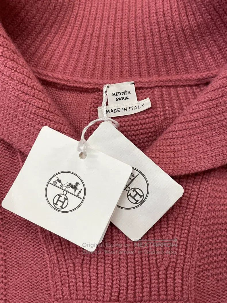 Hermes Hermes 25 Fall/Winter Pink Collar Knit Long Sleeve Top Size XXS / US 00 / IT 34 - 2 Thumbnail