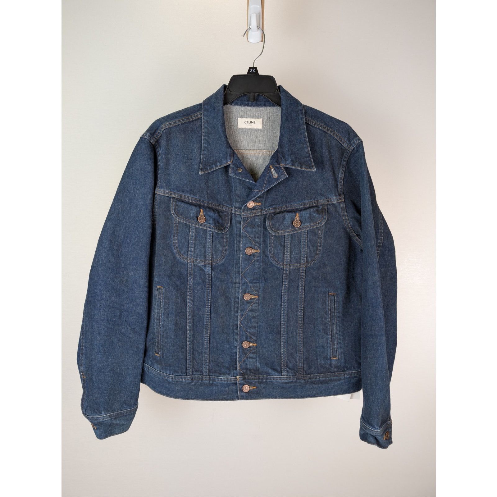 Celine o1rshd1 CELINE PARIS patch on the back Trucker Denim Jacket Size US L / EU 52-54 / 3 - 9 Thumbnail