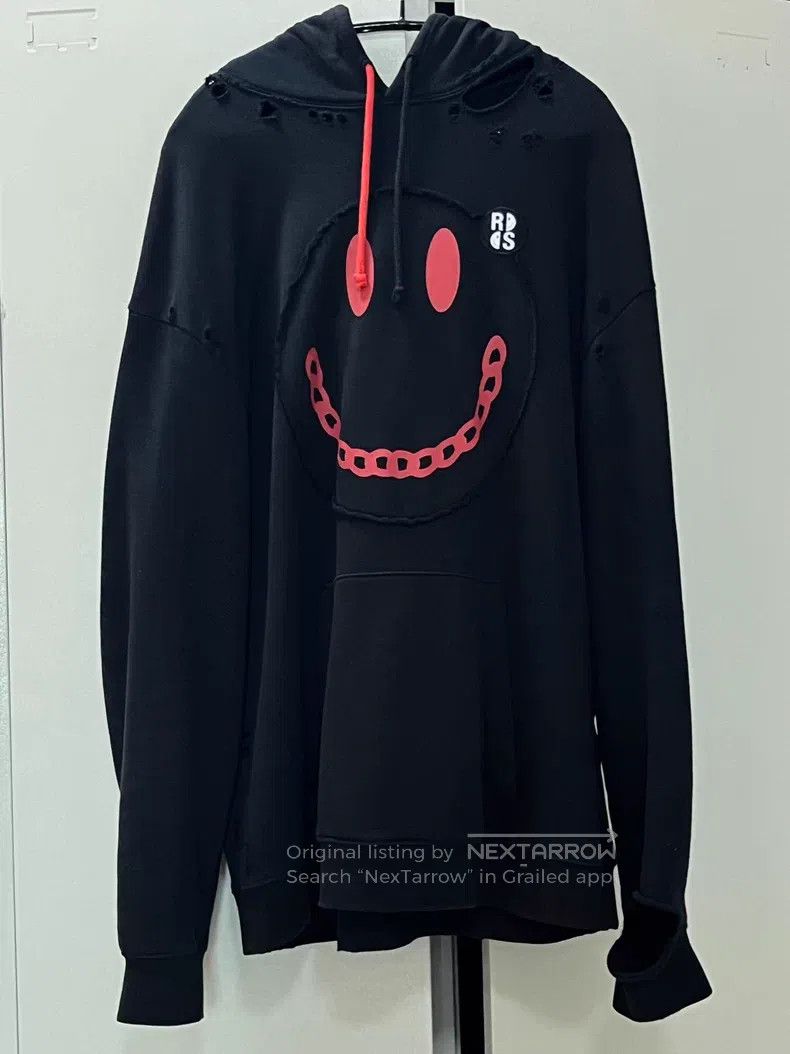 Raf Simons Black and red smiley face sweater