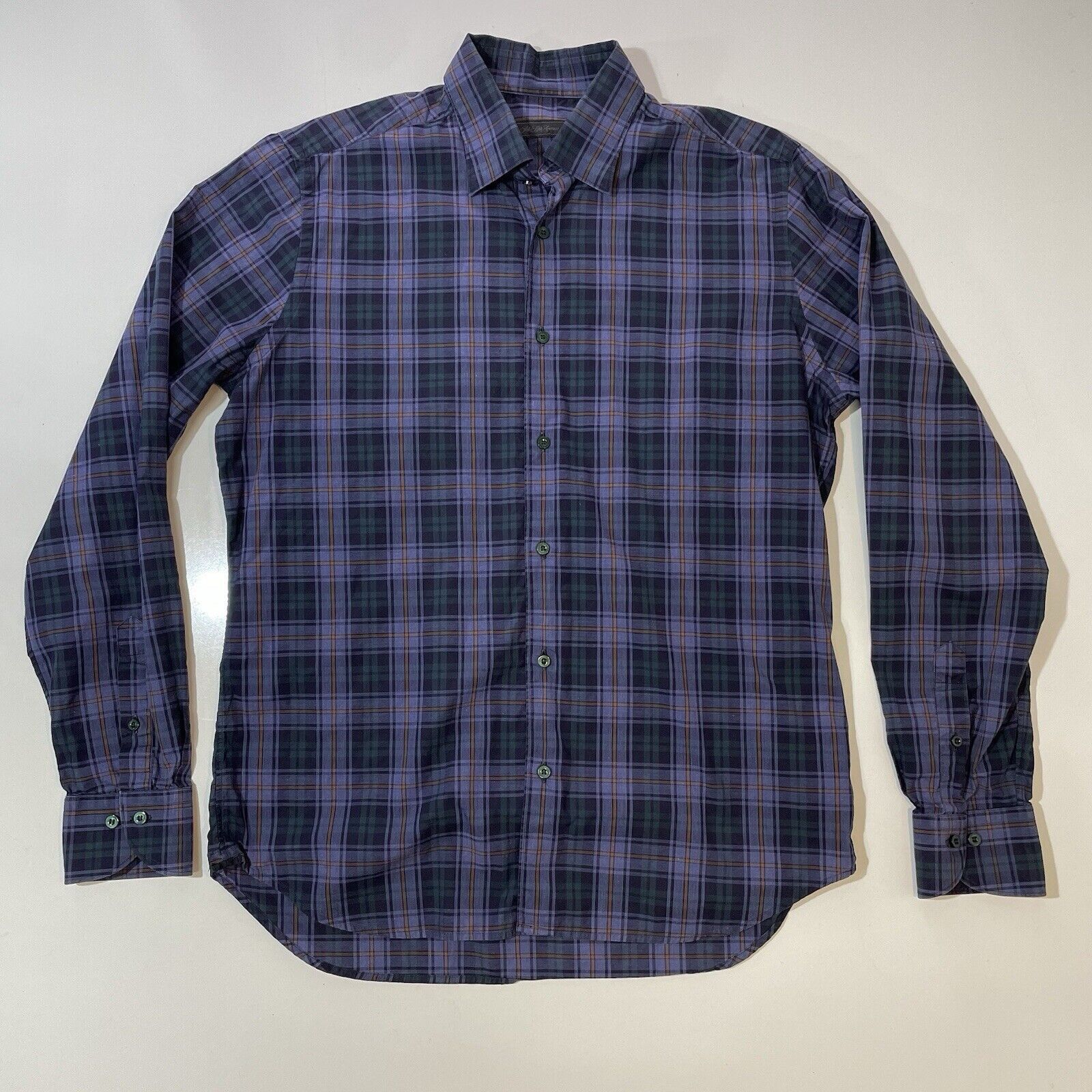 Saks Fifth Avenue Saks Fifth Avenue Men's Casual Shirt Checks Purple Green Med Size US M / EU 48-50 / 2 - 1 Thumbnail