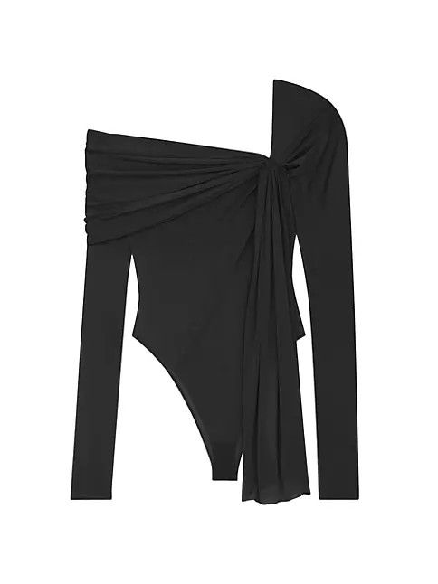 oc11z10524 Draped Bodysuit in Jersey in Black