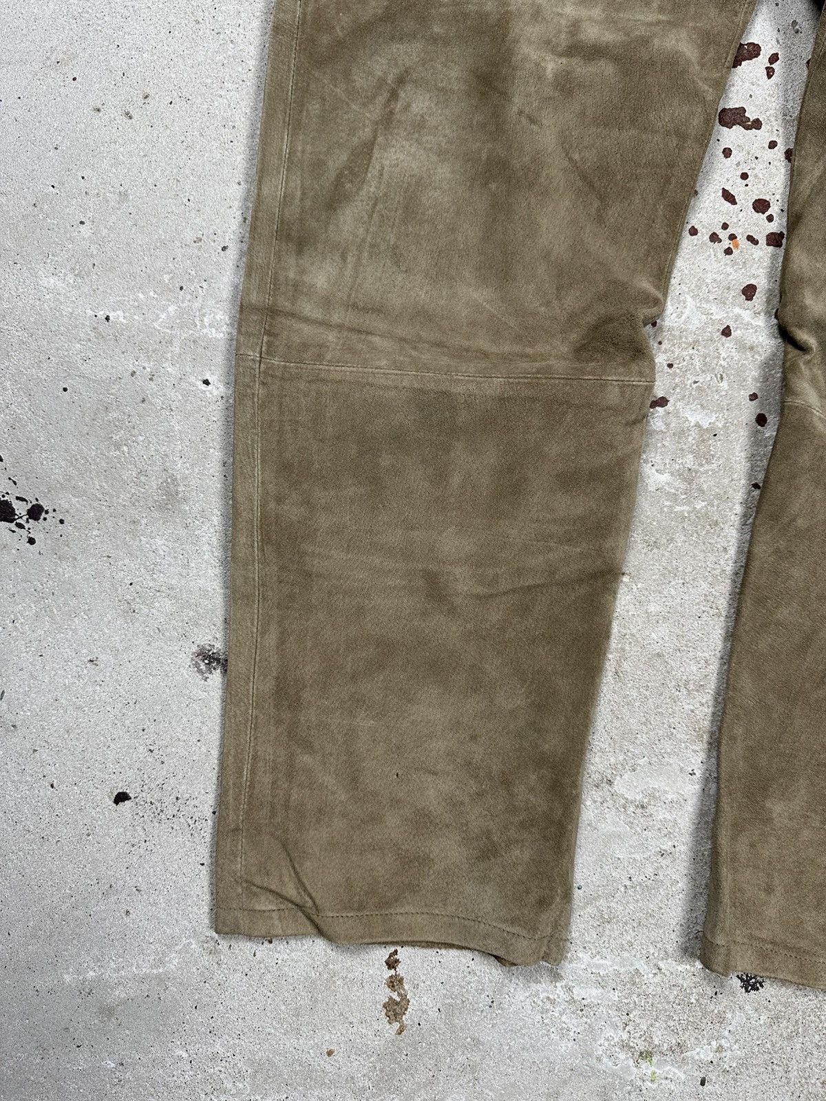 Genuine Leather × Vintage Vintage 90s Beige Suede Leather Cargo Pants Size US 36 / EU 52 - 4 Thumbnail