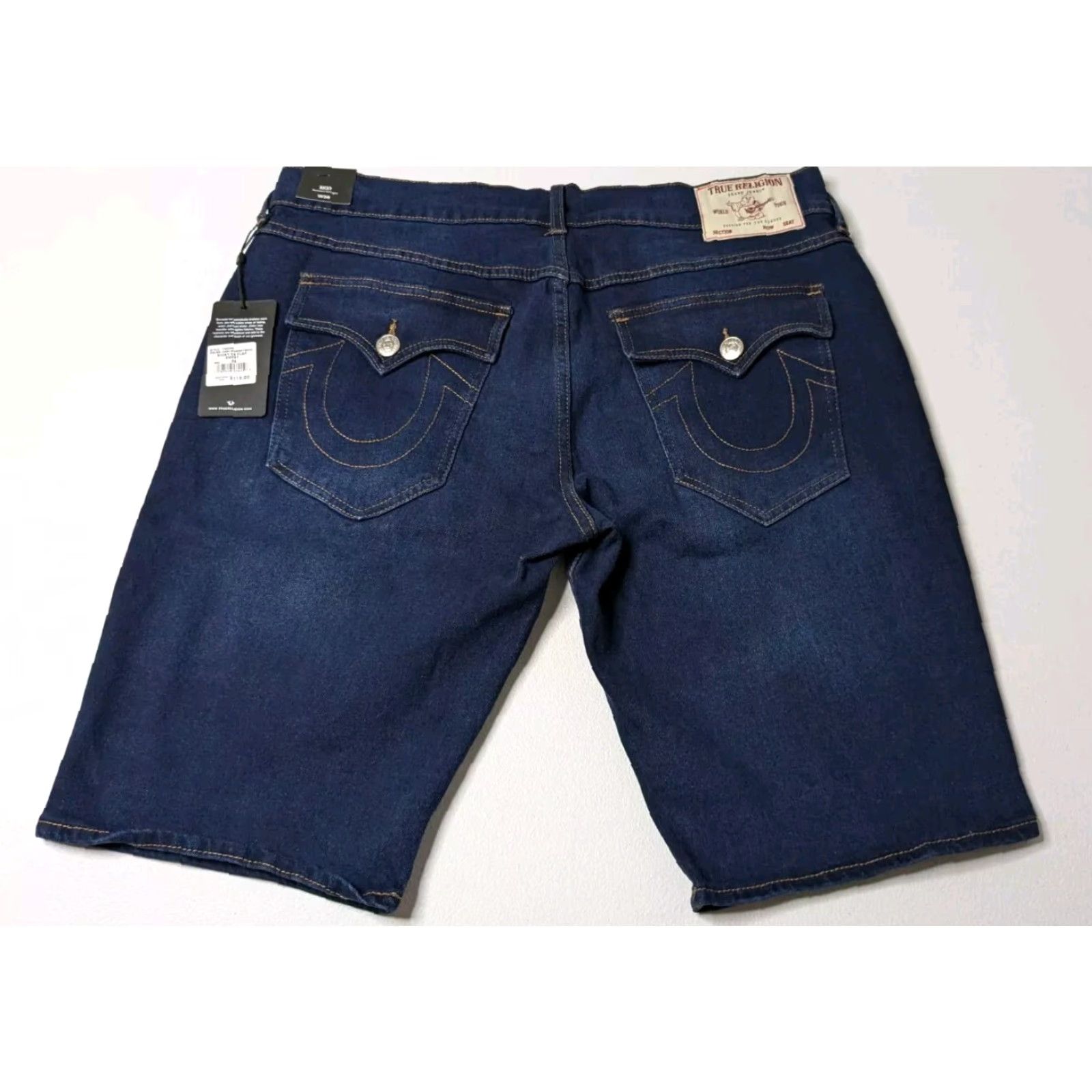 True Religion Denim Shorts Mens 38 Blue Relaxed Fit Straight Leg