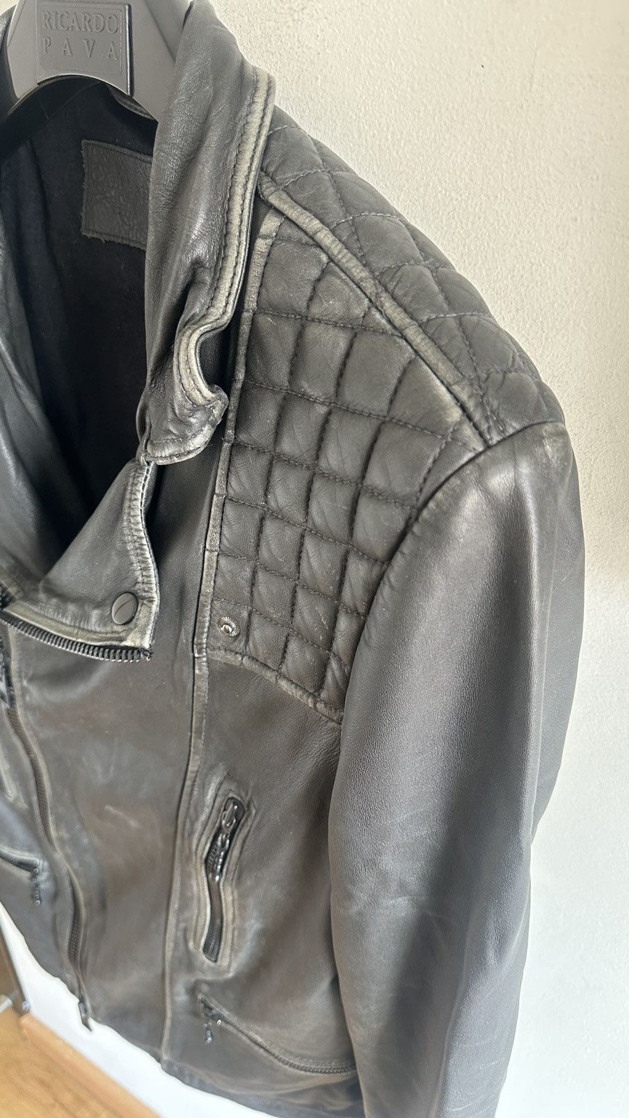 Allsaints All Saints Gray quilted Cargo biker moto leather Jacket XS Size US XS / EU 42 / 0 - 22 Thumbnail