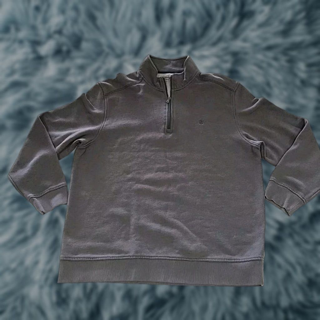 Izod IZOD Saltwater Pullover Sweater 1/4 Zip Gray XL Cotton Knit Relaxed Classic Mens Size US XL / EU 56 / 4 - 1 Thumbnail